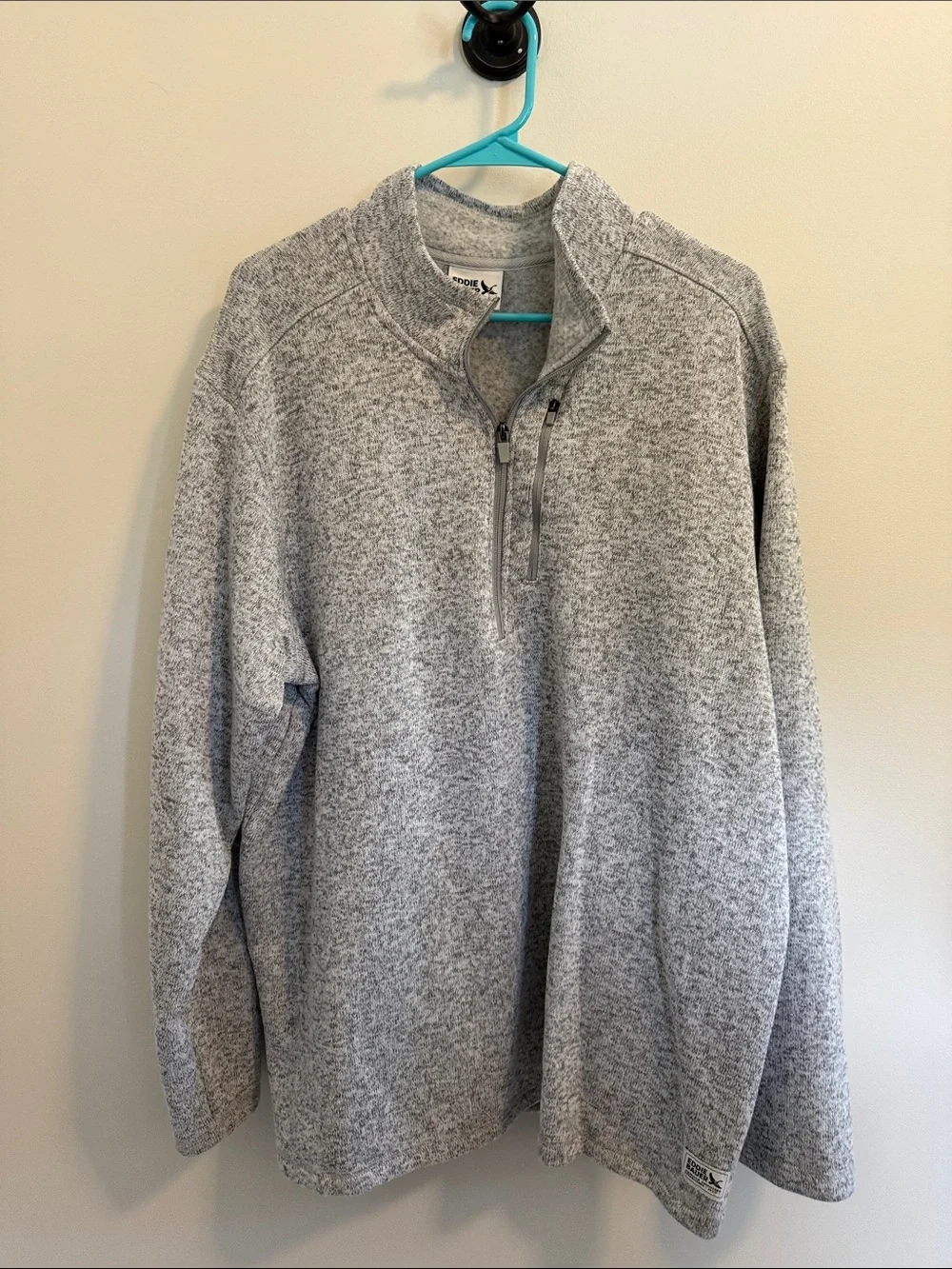 Eddie Bauer Men's Heather Gray Quarter-Zip Sweater